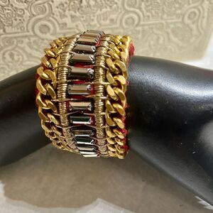 CHICO’S Gold Tone Red Magnetic Beth Bracelet NWT